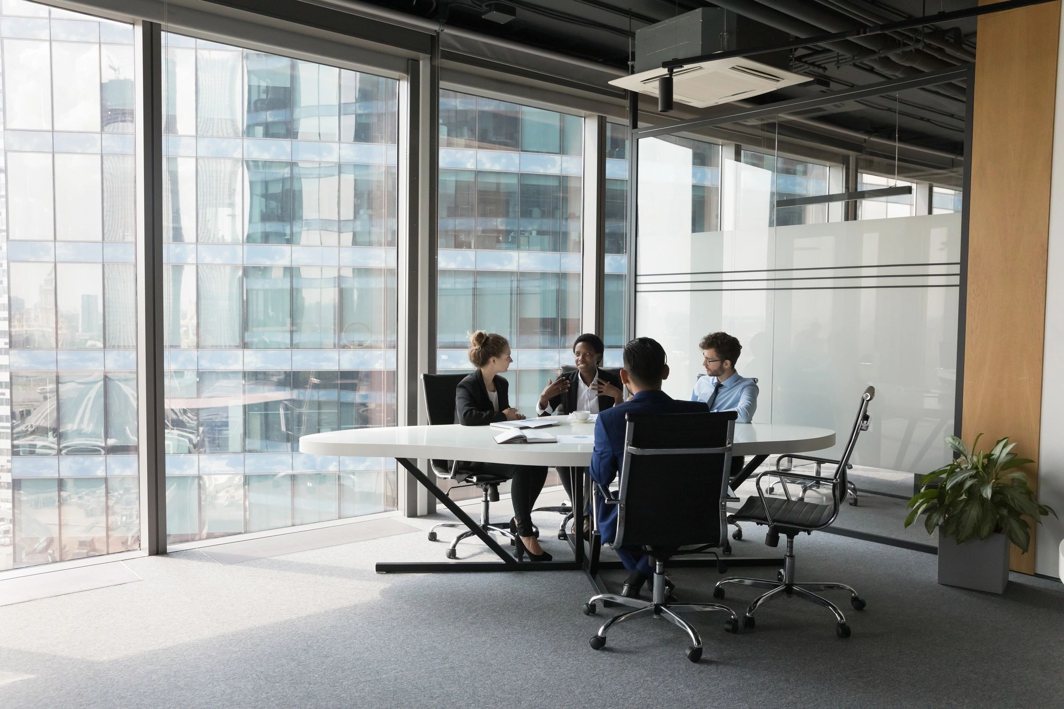 Business team collaborating in a meeting room